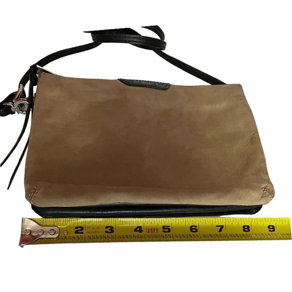 MZ Wallace Expandable Suede Leather Crossbody Tan & Black Bag